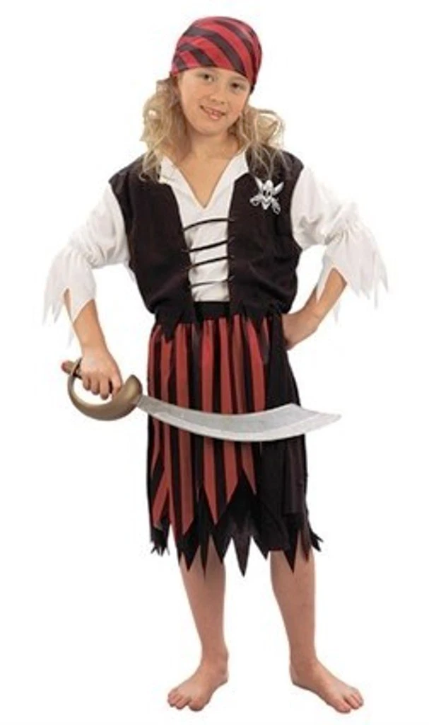 CARNEVALE HALLOWEEN VESTITO GRAN PIRATA BAMBINA PIRATE GIRL TAGLIA 7/9 ANNI