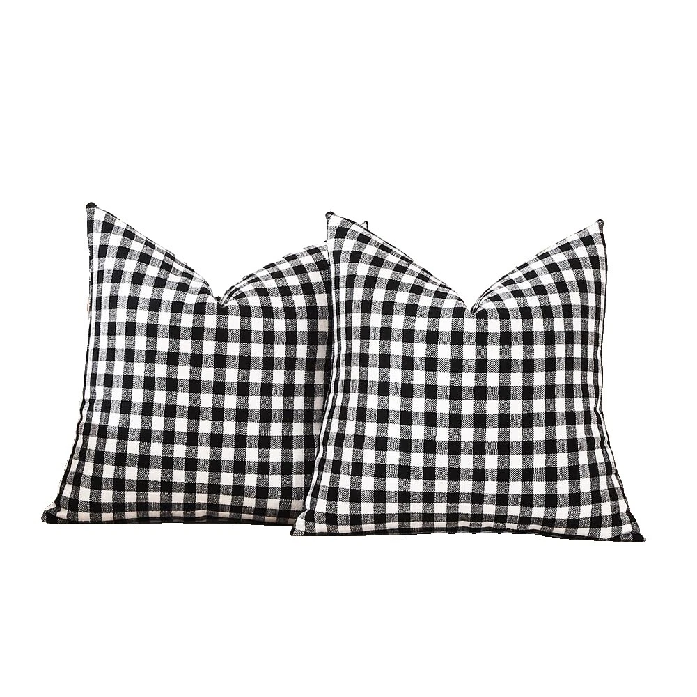 Fundas de almohada a Cuadros Mezcla de lino