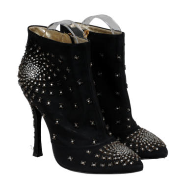 Sergio Rossi Women Booties US 8 EU 38 Black Suede Crystal  Sergio Rossi Black/Gold Suede Wedge Booties - Size 38 (US 8) EUC main image 0