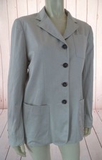 DKNY Donna Karan Blazer Coat 10 Khaki Cotton Spandex Stretch Blend Long CHIC