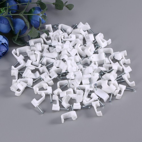 100pcs 16mm Plastic Cable Clip Wire Cord Fastener Telephone Line Tie ...