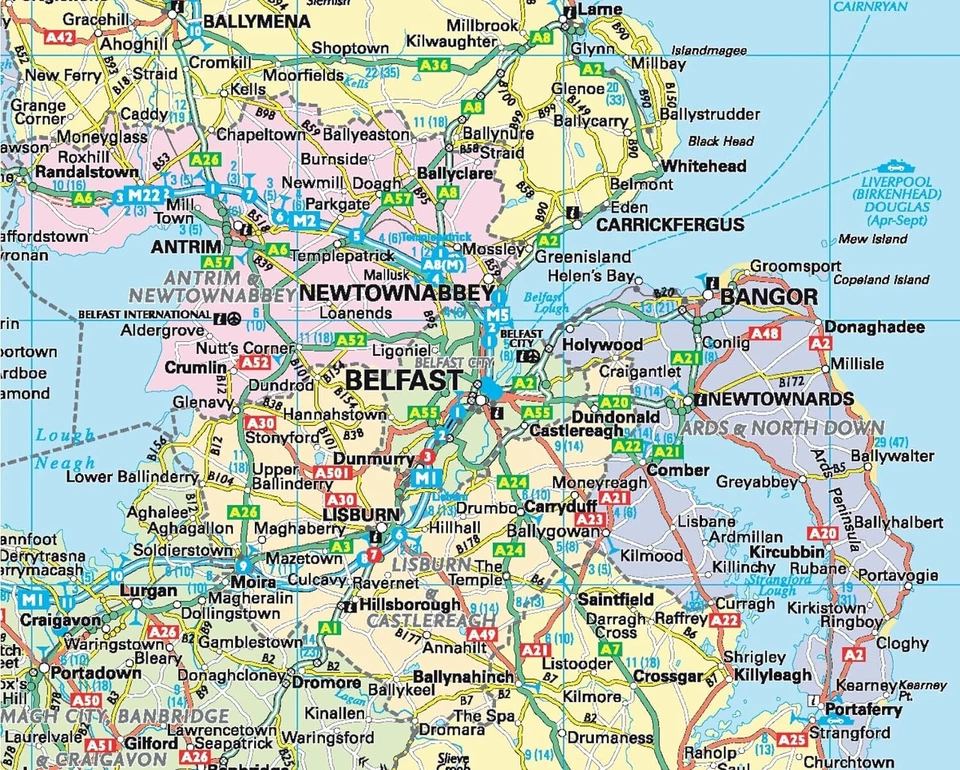 Laminated Wall Map Of Ireland A & B Roads Motorways Towns & City - 84cm x 100cm - Image 2 of 4