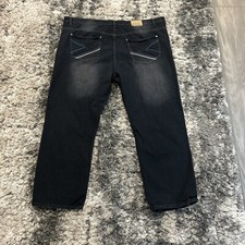 Men's Jeans Rare Level 1  Embroidered Full Art Size 50 X 33 Y2K Jnco Baggy 90'