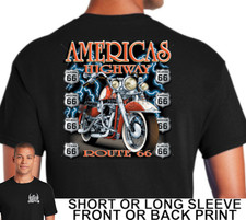 Biker Life Americas Highway Route 66 State Shields Motorcycle Men's T Shirt