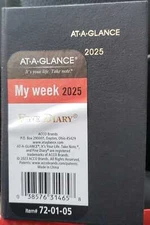 AT-A-GLANCE Fine Diary 2025 Weekly Monthly Diary Black Pocket 2 34 x 4 14 -