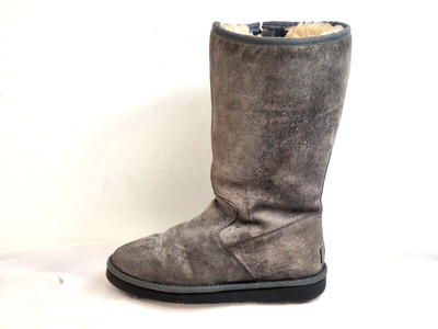 UGG Australia Alben Damen Lammfell Stiefel Wildleder Grau Reißverschluss UK 6,5 EU 39