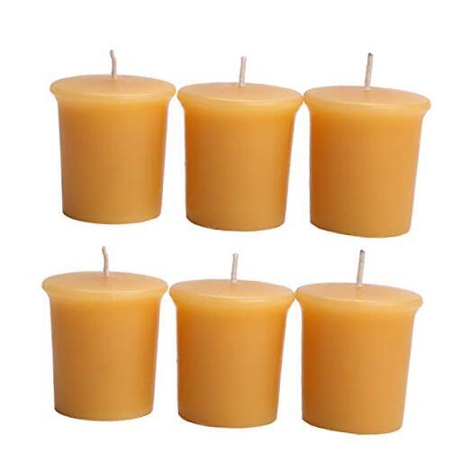  6pcs Beeswax Votive Candles Pure Handmade Pillar Natural Votives Set for Gift 