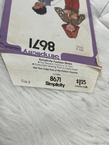 Vtg 1978 Simplicity 8671 Cut Pattern Girls Skirt Pants Blouse Vest Youth Size 5 - Picture 6 of 7