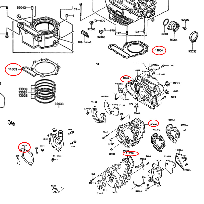 リ・パーフェクト Motorcycle Engine Cylinder Cover Gasket Set For Kawasaki KLR650