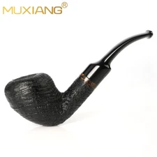 MUXIANG Sandblasted Freehand Pipe Briar Wooden Tobacco Smoking Pipe Cumberland