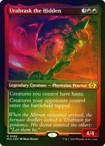 Mtg New NM+ FOIL Etched Urabrask the Hidden Multiverse Legends #088 Magic Card