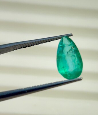 natural zambian emerald loose gemstone pear shape green color transparent