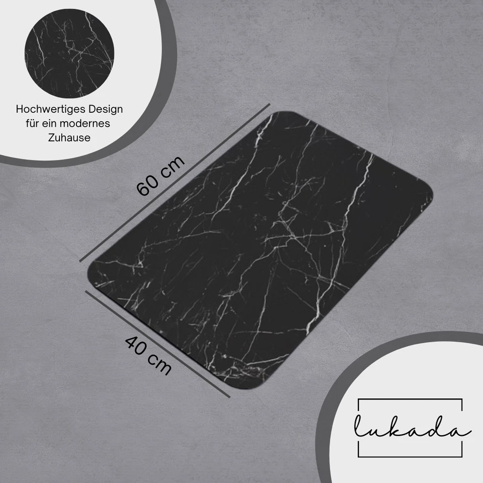 Lukada Badematte Badvorleger Badteppich rutschfest Marmor Abtropfmatte Spülmatte - Bild 4 von 4