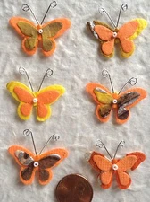 12 Butterflies butterfly Mulberry Paper Batik orange Handmade scrapbook crafts 