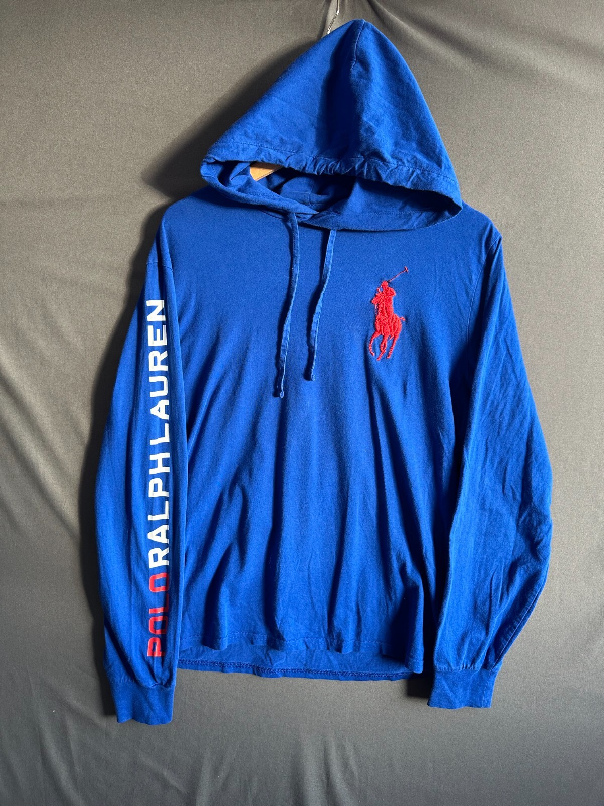 Ralph Lauren Big Pony Felpa con Cappuccio Uomo Blu Medio Leggera Classica Sportiva Preppy