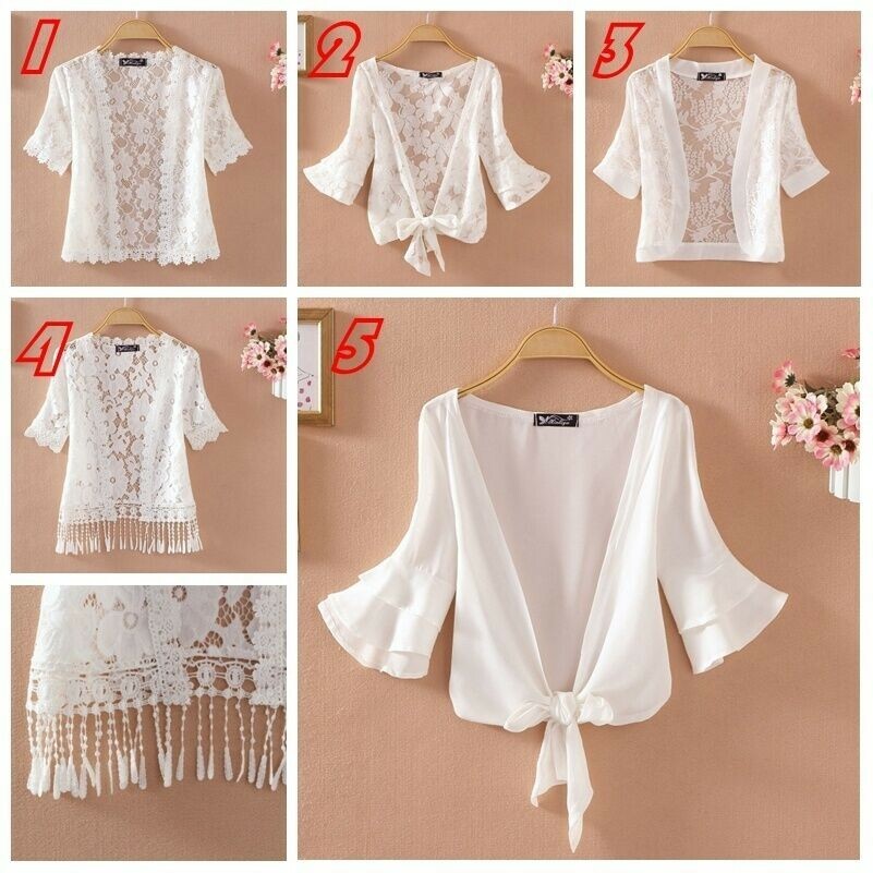 Women Short Sleeve Lace Shrug Bolero 