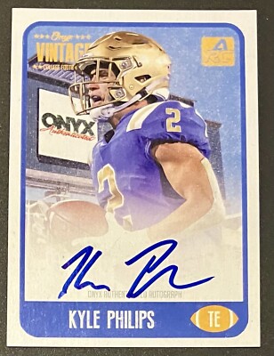 KYLE PHILIPS 2021 Onyx Vintage AUTO AUTOGRAPH BLUE INK RC /400 Bruins Titans