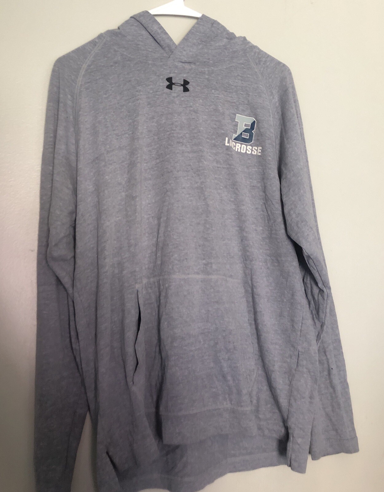 Under Armour UA Long Sleeve Hoodie Mens Sz M Medium Lacrosse Grey Pullover Shirt