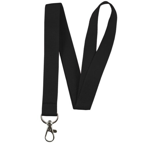 Black Fabric Lanyard ID Badge Key Holder Case Pocket Neck Strap Name Tag - Picture 1 of 6