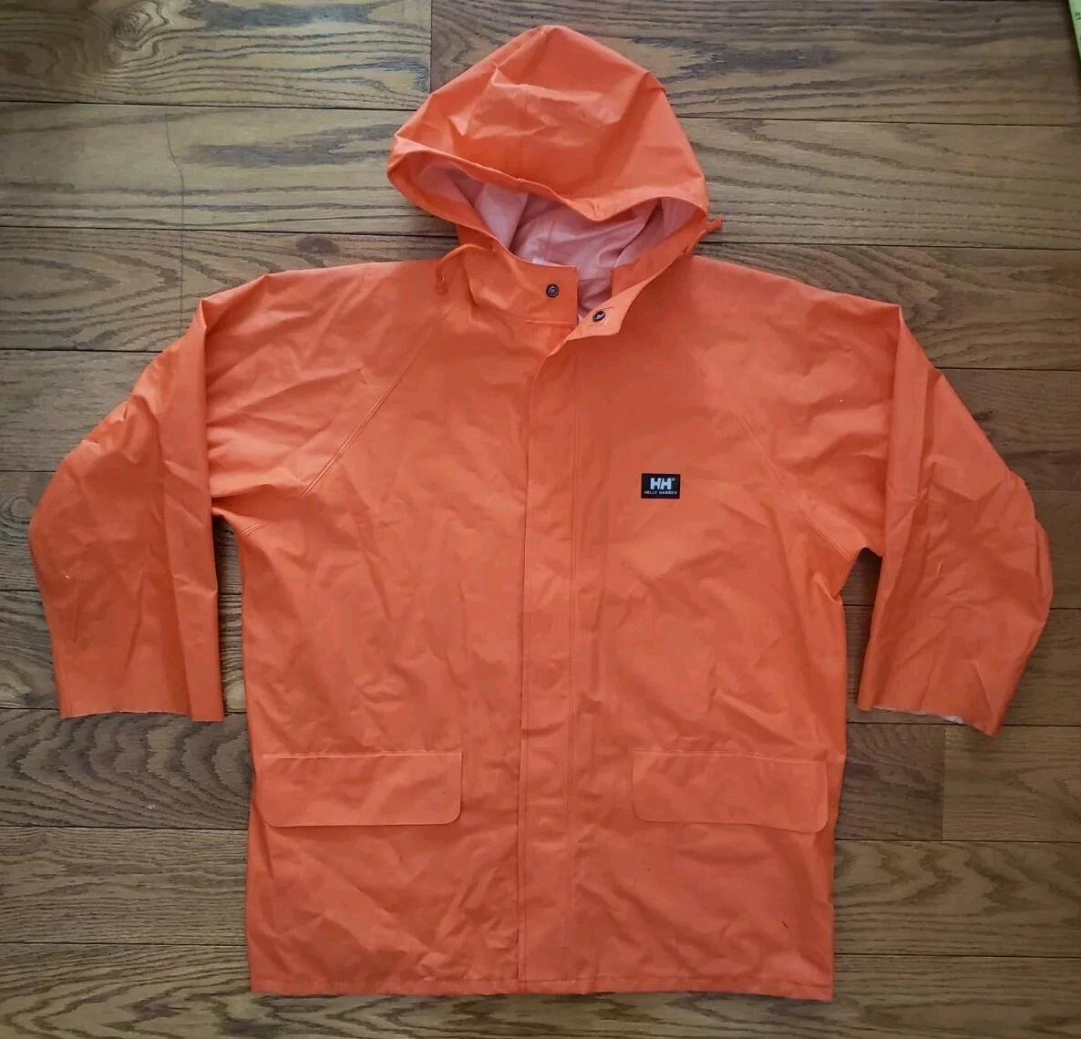 Helly Hansen Rain Jacket Sailing Orange Men’s Large Hooded READ