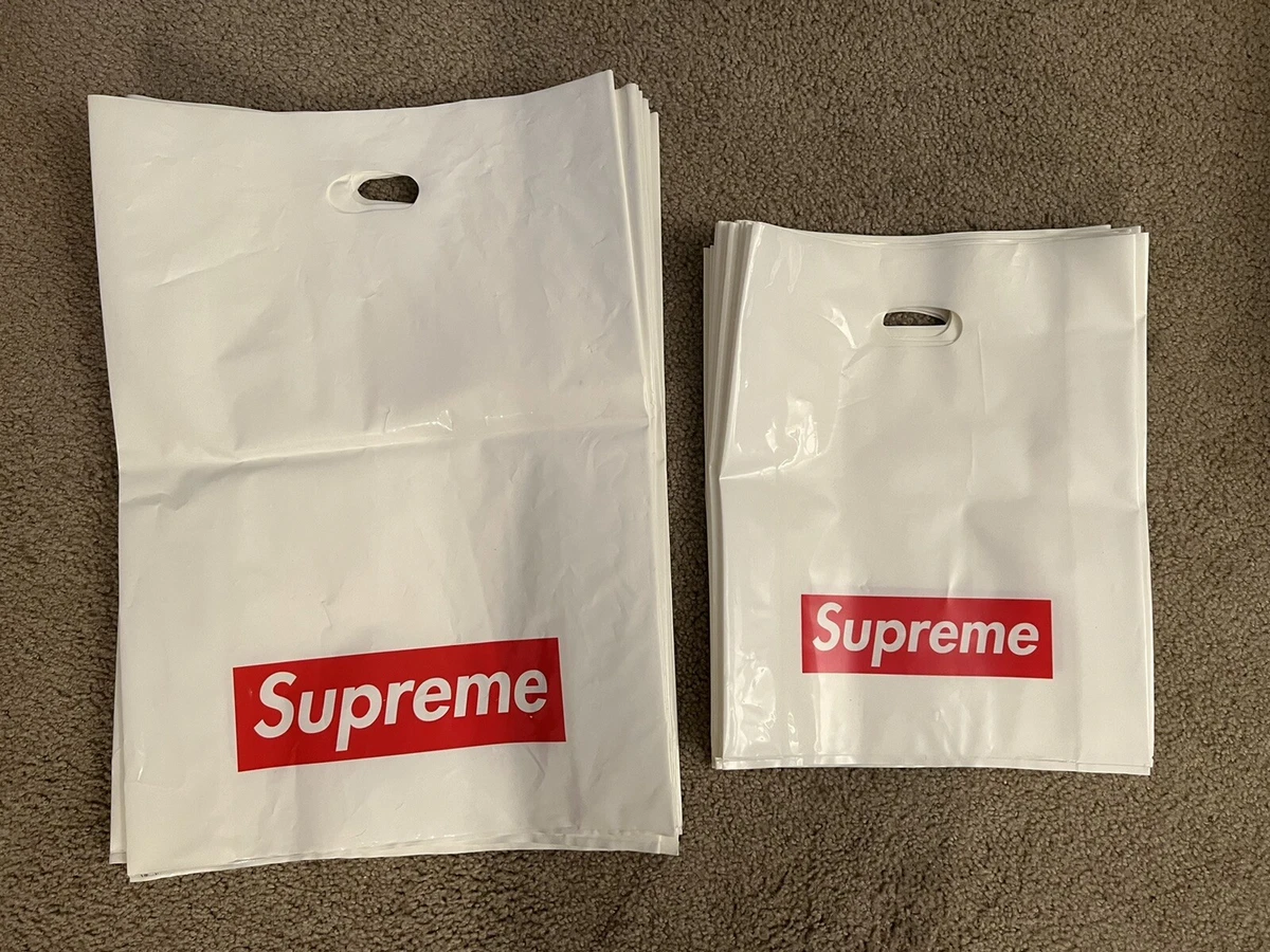 Supreme White Plastic Shopping Bag Red Box Logo 13 x 16 100% Authentic