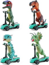 DINOBROS Dinosaur Scooter Toys Pull Back Cars 4 Pack