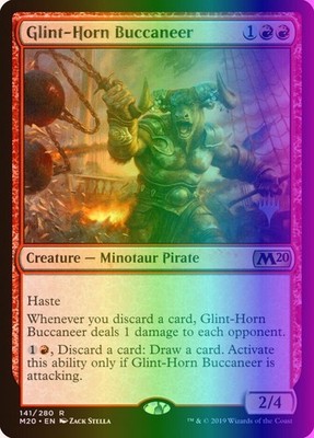 MTG Glint-Horn Buccaneer (141/143) Core Set 2020 Promos LP FOIL- Stamped