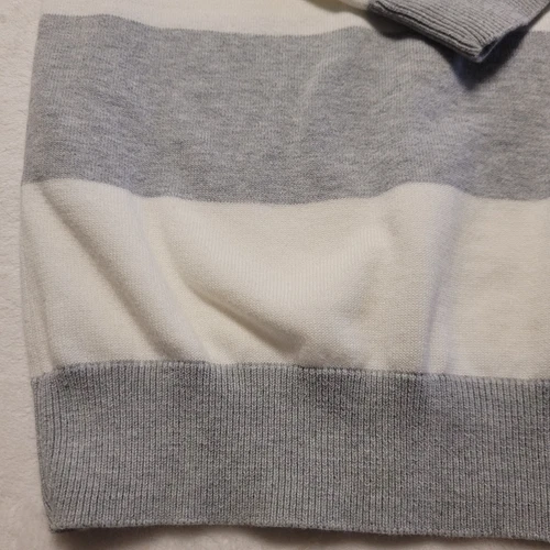 Old Navy Mens Striped Sweater XXL 100% Cotton Light Gray Cream Knit Long Sleeve - Picture 9 of 18