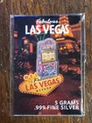 Las Vegas 5 Gram Slot Machine .999 Silver Round Colorful Art Card Collectable
