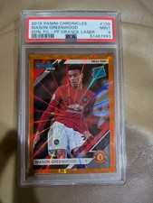 Mason Greenwood Rookie PSA 9 2019-20 Donruss Orange Laser Manchester United Card. rookie card picture