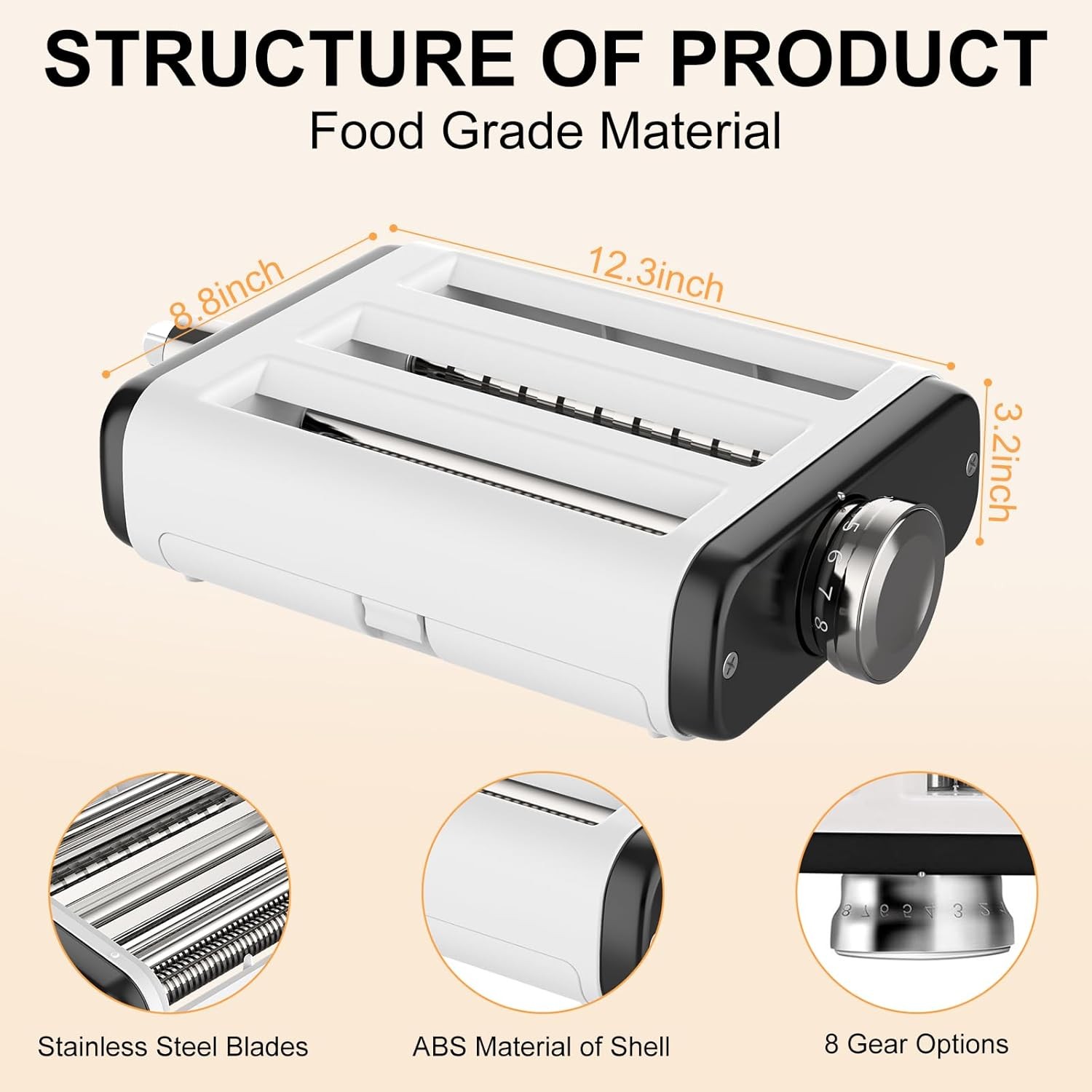 Pasta Maker Attachment for Kitchenaid Mixers, Noodle Maker 3 in 1 Set of Pasta