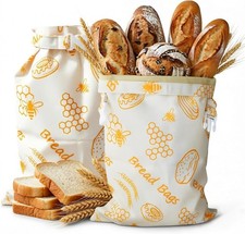 Bienenwachs Brotbeutel 2 St&uuml;ck, Wiederverwendbare Brotbeutel Leinen 43&times;33cm