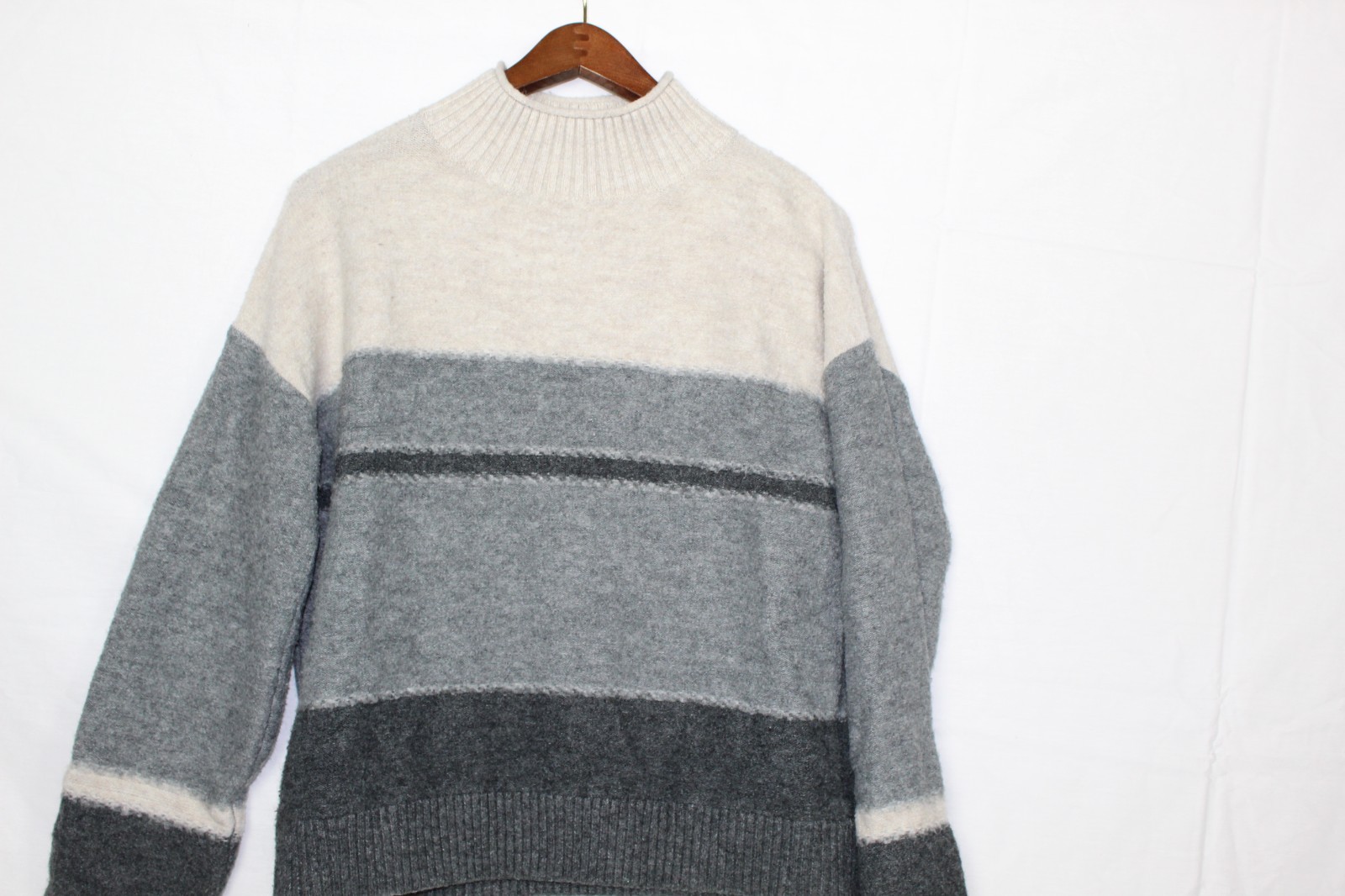 Universal Thread Striped Sweater Turtle Neck Gray… - image 3