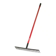 4 Lb. 18-Tine Stone Rake with Fiberglass Handle and 7-Gauge Steel Head