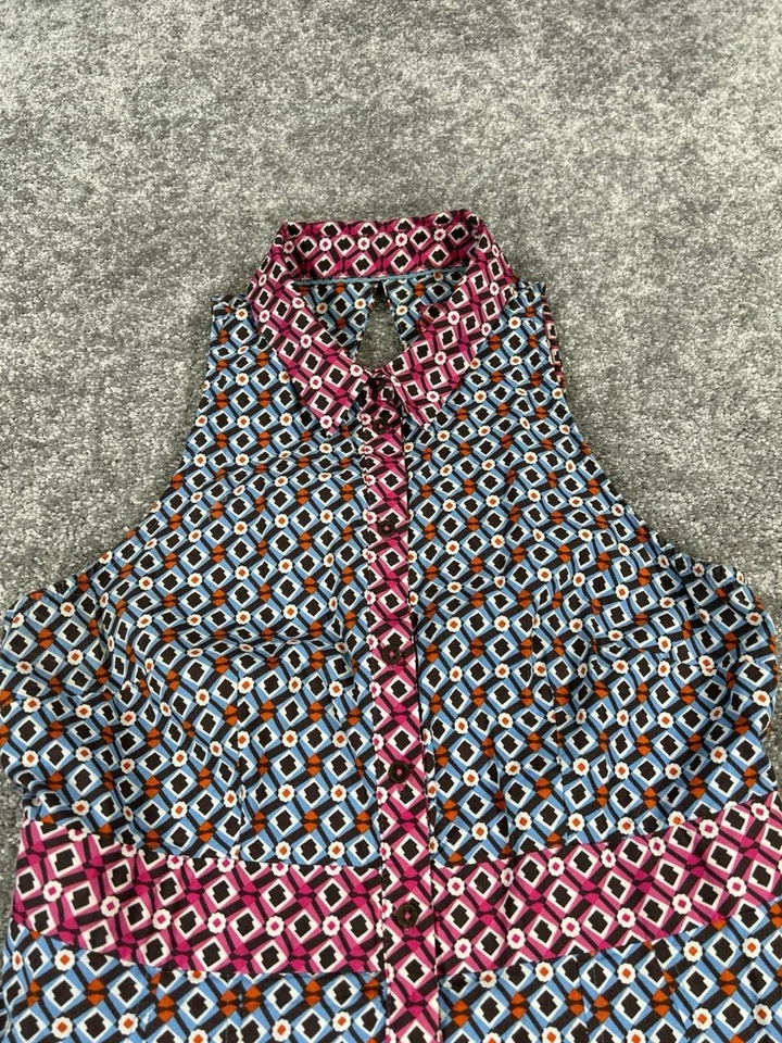 Maeve Shirt Dress Womens 6 Blue Pink Cotton Blouson - Image 2 of 4