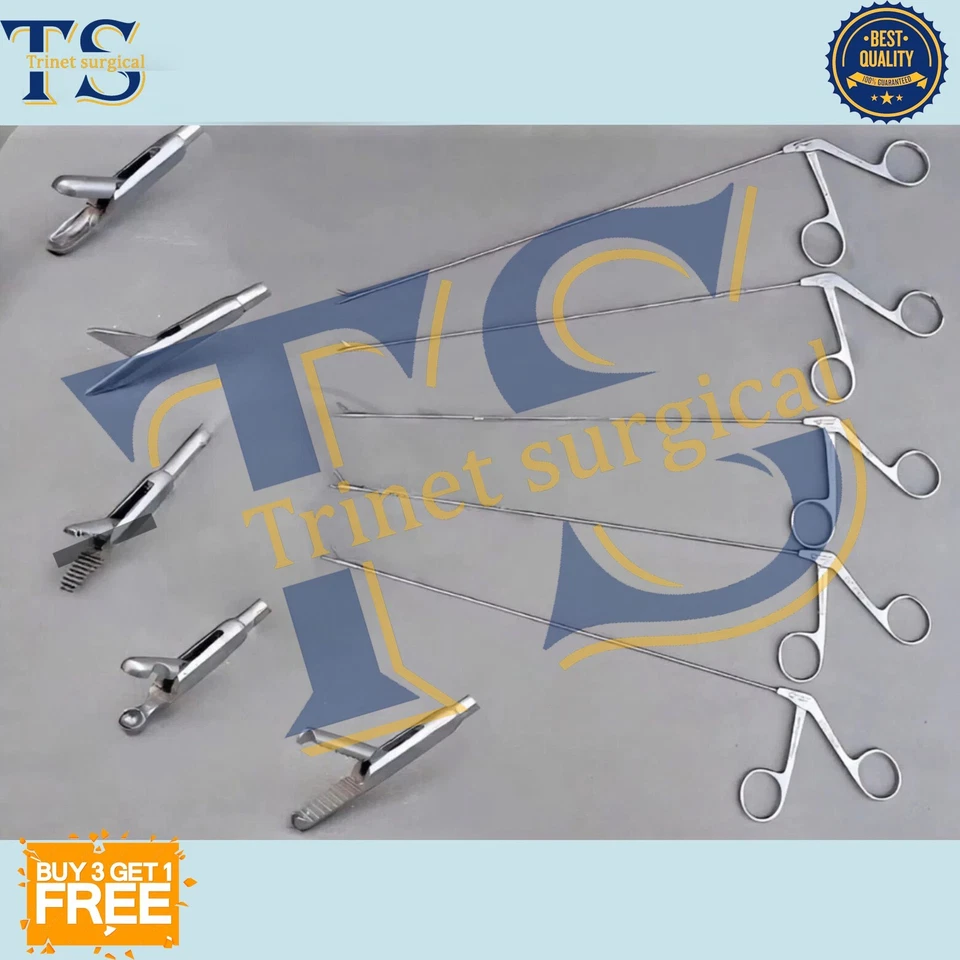 Ent Micro Laryngeal-Scissor Biopsy Cup Forceps & Grasper Shaft 2mmx23cm Set of 5 - image 2 of 2