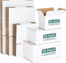 Small Business Mailer Boxes 30 Pack Assorted Sizes White Corrugated