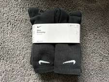Nike 5 6 minus 1 Everyday DRI-FIT Crew Socks Black Large Men 8-12 Women 10-13