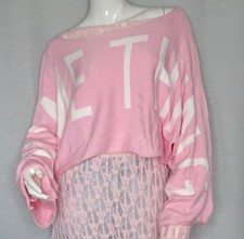 Boho cropped Pullover Shirt Oversized Layering Rosa Weiß 36,38,40,42 ,44 Neu