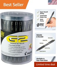 G2 Gel Pens, Black Pens, Fine Point 0.7 mm, Tub of 48, Black