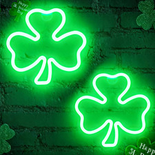 11.5" St. Patrick's Day Clover LED Lights - 2-Pack USB Powered Decorations