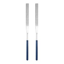 2 piezas 5 x 180 mm aguja de diamante lima plana estrecha 100 grano, plata