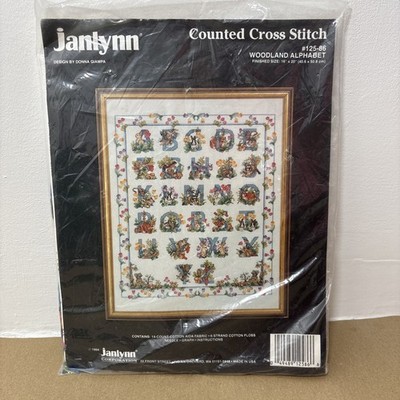 Vintage Janlynn gezähltes Kreuzstich-Set Waldtiere Alphabet A bis Z 16'' x 20''