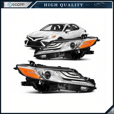 Pair Full LED Headlights w/Bulbs For 2018-2024 Camry XLE XSE 2.5L 3.5L Black