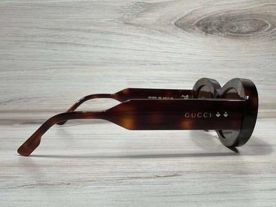 Gucci GG 1527S Oval Dark Havana W/ Brown Lens Sunglasses - Ships