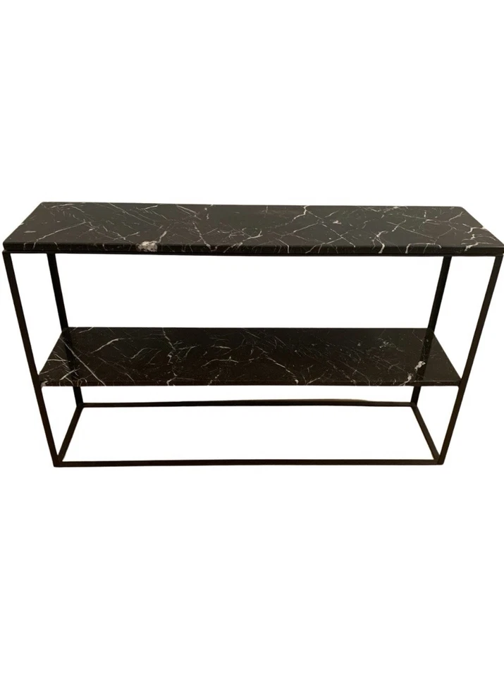 Konsolen Tisch aus Schwarzem Marmor 2-stöckig Minimalistisch - Bild 2 von 4