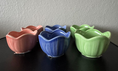 [Lot 6] Ume Plum Flower Petal Shape Small Bowl Trinket Dish - Pink/Blue/Green