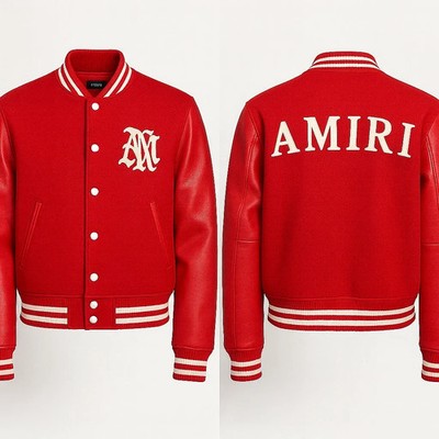 AMIRI Bomberjacke Rot Varsity Herren Letterman Style AM Patch Logo Baseball-