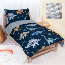 4-Piece Toddler Bedding Set, Plush Minky Dot Comforter Set for Boys