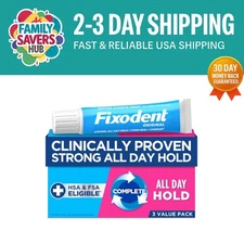 Secure Denture Adhesive Cream, 3 Pack - Prevents Discomfort, Dentist Approved